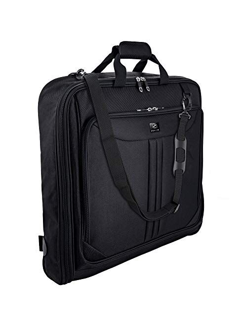 ZEGUR Suit Carry On Garment Bag for Travel & Business Trips With Shoulder Strap (Black)