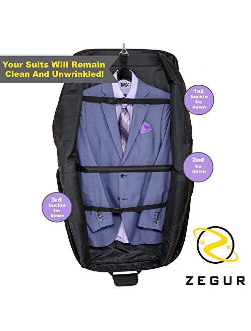 ZEGUR Suit Carry On Garment Bag for Travel & Business Trips With Shoulder Strap (Black)