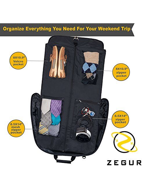 ZEGUR Suit Carry On Garment Bag for Travel & Business Trips With Shoulder Strap (Black)