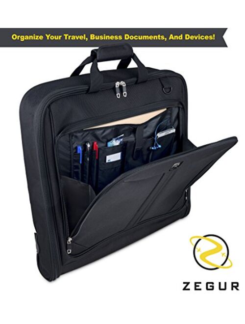 ZEGUR Suit Carry On Garment Bag for Travel & Business Trips With Shoulder Strap (Black)