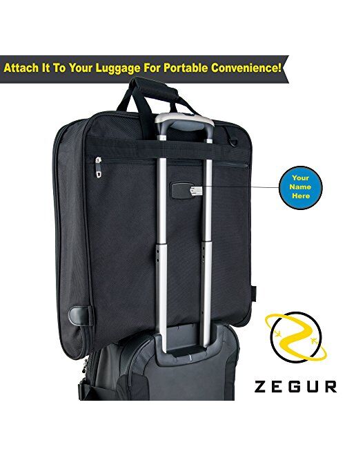 ZEGUR Suit Carry On Garment Bag for Travel & Business Trips With Shoulder Strap (Black)