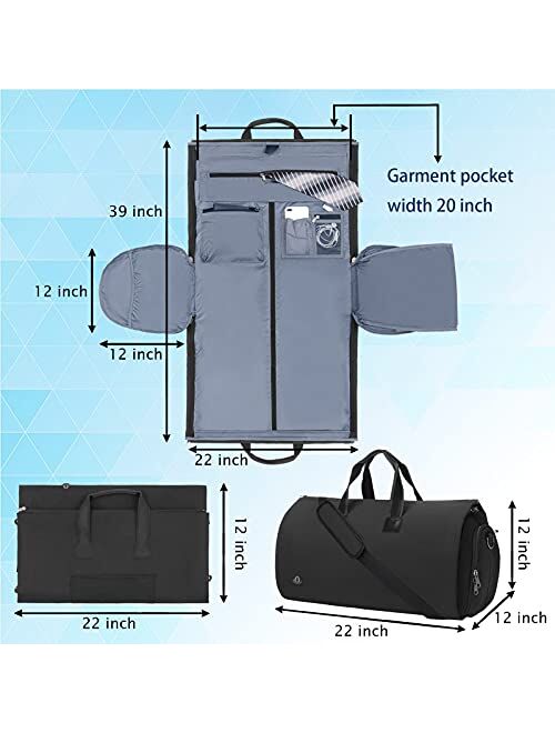 BUG Garment Bags, Convertible Garment Bag with Shoulder Strap, Shoes Compartment, Carry on Travel Suit Bags, 2 in 1 Garment Duffle Bag for Men Women Weekender Bag (Extra 