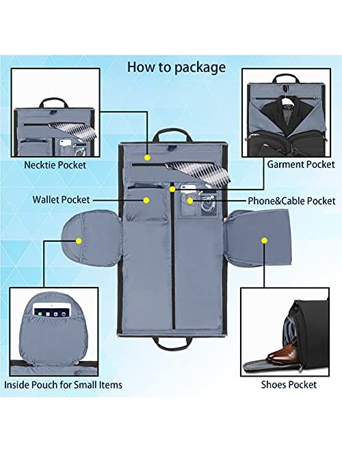 BUG Garment Bags, Convertible Garment Bag with Shoulder Strap, Shoes Compartment, Carry on Travel Suit Bags, 2 in 1 Garment Duffle Bag for Men Women Weekender Bag (Extra 