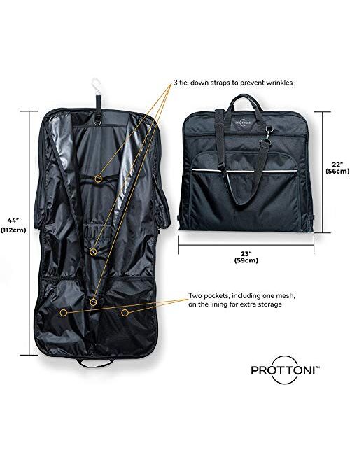 Prottoni 44-inch Garment Bag for Travel – Water-Resistant Carry-On Suit Carrier