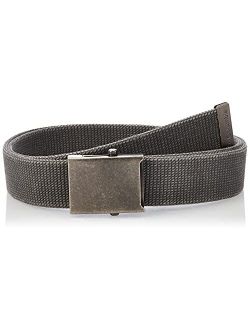 Men's Military Web Belt-Adjustable One Size Cotton Strap and Metal Plaque Buckle