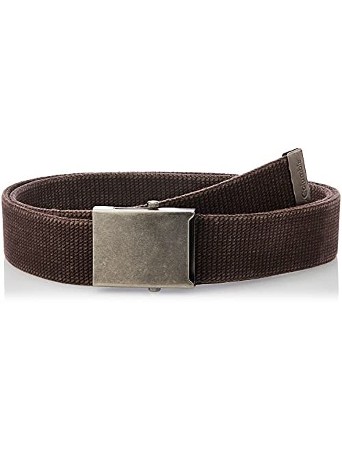 Columbia Men's Military Web Belt-Adjustable One Size Cotton Strap and Metal Plaque Buckle