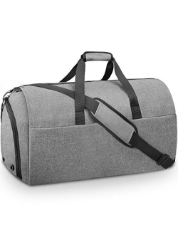 Garment Bags Convertible Suit Travel Bag with Shoes Compartment Waterproof Large Carry on Duffel Bags Garment Weekender Bag for Men Women Grey