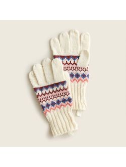 Girls' knit gloves in Fair Isle
