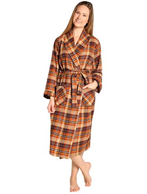 EVERDREAM Womens Flannel Robe, Shawl Collar Lightweight 100% Cotton Bathrobe