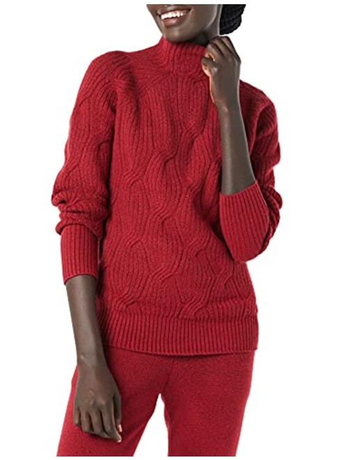 Amazon Essentials Women's Soft Touch Funnel Neck Cable Sweater