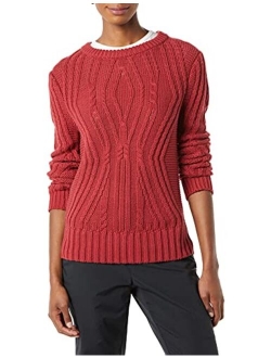 Women's 100% Cotton Crewneck Cable Sweater