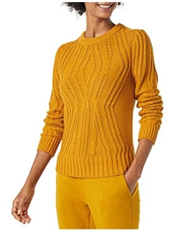Women's 100% Cotton Crewneck Cable Sweater