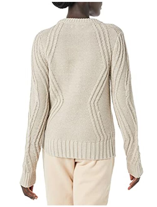 Amazon Essentials Women's 100% Cotton Crewneck Cable Sweater