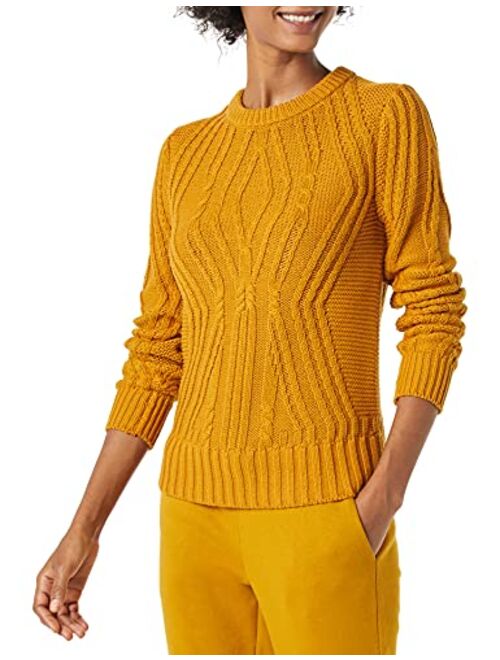 Amazon Essentials Women's 100% Cotton Crewneck Cable Sweater