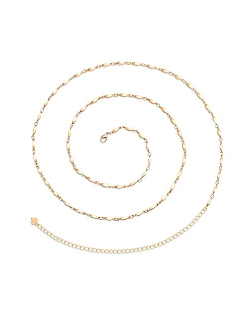 PEARLADA Minimalist Beach Bikini Body Chain 18K Gold Pearl Belly Chain Adjustable Shell Charms Trendy Jewelry Handmade for Women Sexy Waist Chain