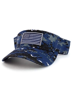 Trendy Apparel Shop USA American Flag Embroidered Polyester Summer Visor Hat