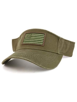 Trendy Apparel Shop USA American Flag Embroidered Polyester Summer Visor Hat