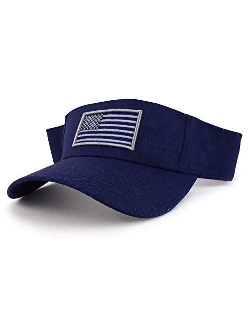 Trendy Apparel Shop USA American Flag Embroidered Polyester Summer Visor Hat