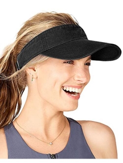 Sun Visors for Women Men Sports Sun Visor Hats for Women Cotton Summer UV Hat with Ponytail Hole