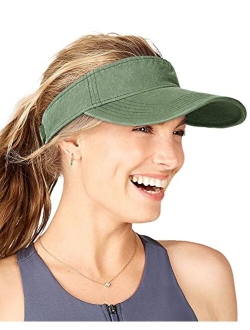 Sun Visors for Women Men Sports Sun Visor Hats for Women Cotton Summer UV Hat with Ponytail Hole