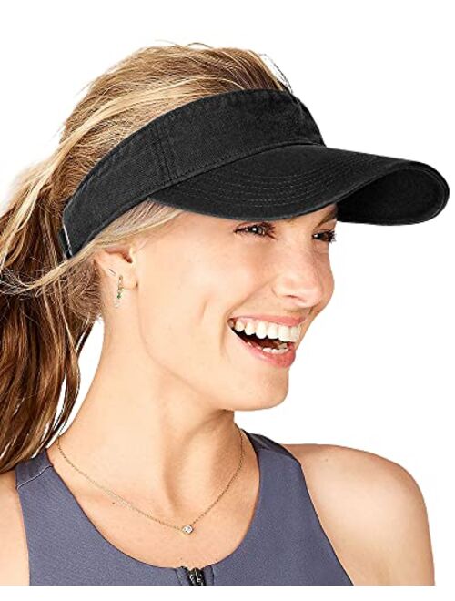 FURTALK Sun Visors for Women Men Sports Sun Visor Hats for Women Cotton Summer UV Hat with Ponytail Hole