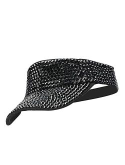 Shiny Rhinestones Plain Sport Sun Visor Adjustable Summer Cap Visor Caps for Women Men Golf Tennis Cycling Running Jogging