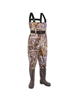 KOMEX Chest Waders, Waterproof Fishing Waders with Wading Belt and Thickened Boots Breathable Nylon and PVC Bootfoot Waders for Men and Women