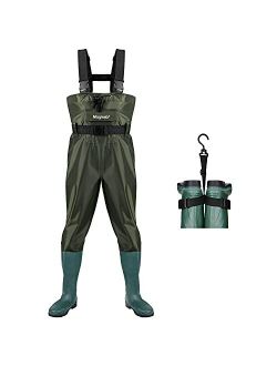 Magreel Chest Waders, Hunting Fishing Waders for Men Women with Boots, Waterproof Bootfoot 70D Nylon Wader for Duck Hunting Fly Fishing, Size 7-Size 14 Green