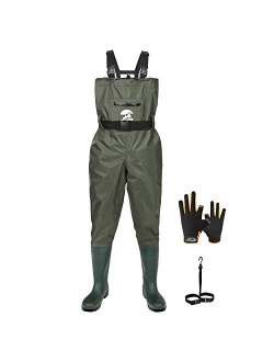 SaphiRose Men's Bootfoot Chest Wader 2-Ply Nylon/PVC Waterproof Fishing & Hunting Waders with Boots Hanger for Men and Women