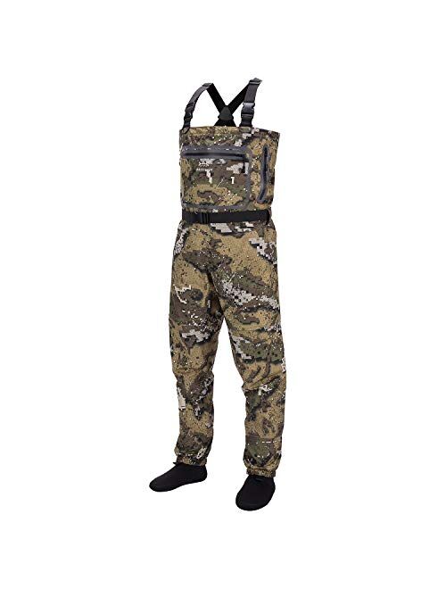 BASSDASH Breathable Ultra Lightweight Veil Camo Chest Stocking Foot Fishing Hunting Waders for Men