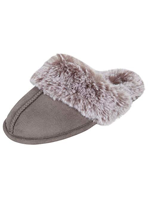 Jessica Simpson Girls Comfy Slippers - Cute Faux Fur Slip-on Shoes Memory Foam House Slipper