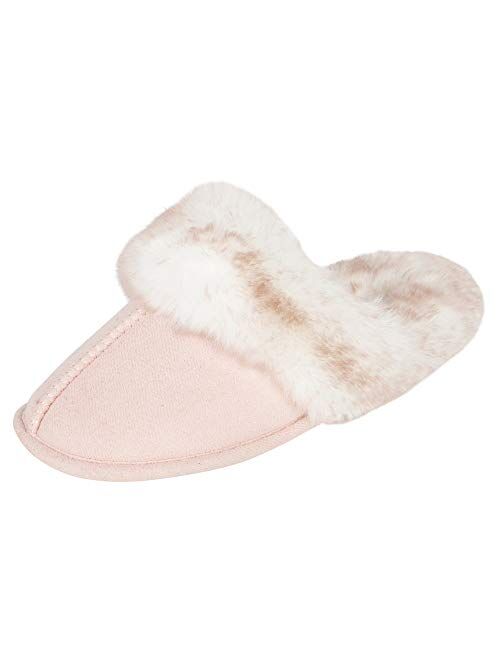 Jessica Simpson Girls Comfy Slippers - Cute Faux Fur Slip-on Shoes Memory Foam House Slipper