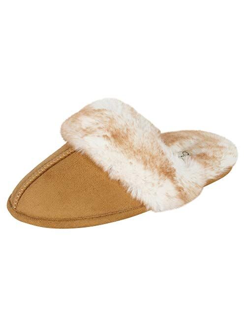 Jessica Simpson Girls Comfy Slippers - Cute Faux Fur Slip-on Shoes Memory Foam House Slipper