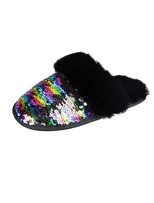 Jessica Simpson Girls Comfy Slippers - Cute Faux Fur Slip-on Shoes Memory Foam House Slipper