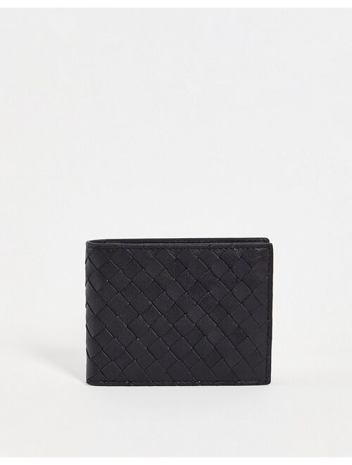 Asos Design leather wallet in black weave