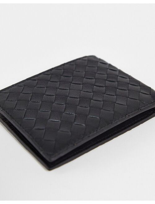 Asos Design leather wallet in black weave