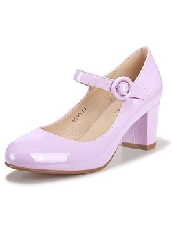 Women's Candy Mary Jane Shoes Low Chunky Block Heels Round Toe Office Work Homecoming Pumps