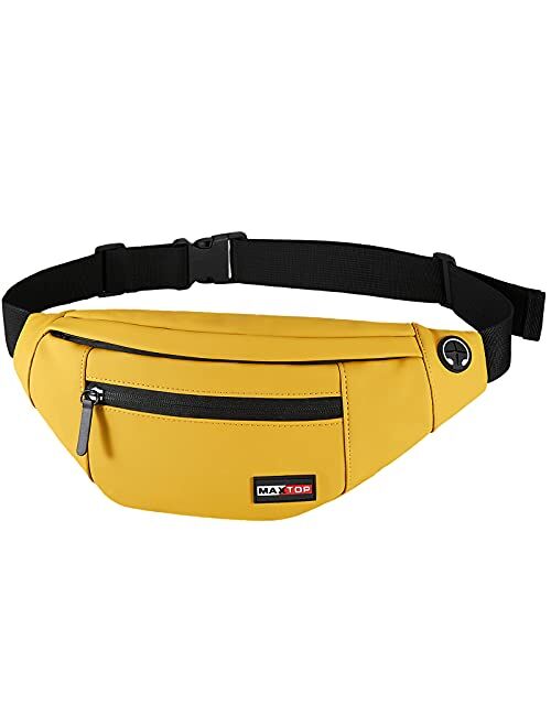 MAXTOP Large Crossbody Fanny Pack with 4-Zipper Pockets,Gifts for Enjoy Sports Festival Workout Traveling Running Casual Hands-Free Wallets Waist Pack Phone Bag Carrying 