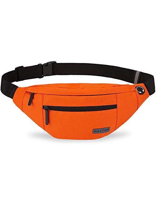 MAXTOP Large Crossbody Fanny Pack with 4-Zipper Pockets,Gifts for Enjoy Sports Festival Workout Traveling Running Casual Hands-Free Wallets Waist Pack Phone Bag Carrying 