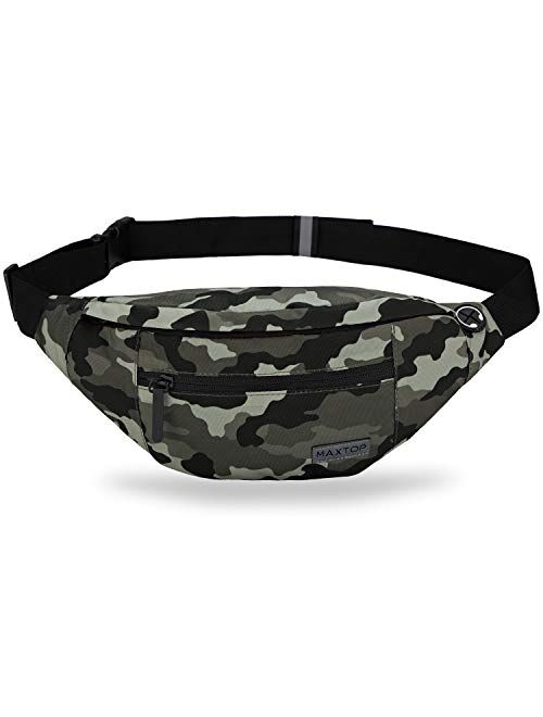 MAXTOP Large Crossbody Fanny Pack with 4-Zipper Pockets,Gifts for Enjoy Sports Festival Workout Traveling Running Casual Hands-Free Wallets Waist Pack Phone Bag Carrying 