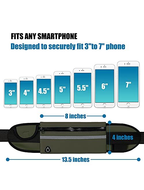 Running Belt Waist Packs,Workout Fanny Pack,Ultra Light Bounce Free Waist Pouch Fitness Workout Belt Sport Waist Pack for Women Men,Adjustable Waistband Bag for All Kinds