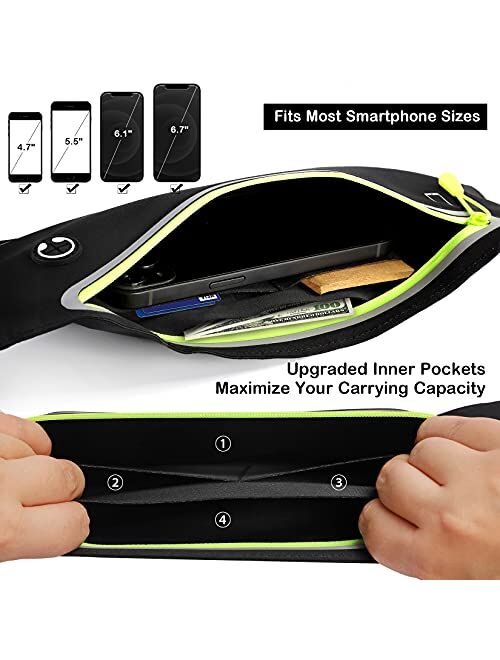 ANBEKO Slim Running belt Waist Pouch with Extender, Ultra Light Bounce Free Belt Bag, Water Resistant Waist Pack for Women Men, Adjustable Runner Phone Waist Bag for Outd