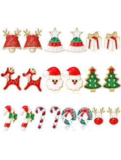 9/10/14/20 Pairs Christmas Earrings for Women Christmas Tree Bells Drop Dangle Earrings Holiday Earrings Xmas Jewelry