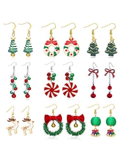 Christmas Dangle Earrings for Girls Holiday Dangle Earrings for Women Christmas Tree Jingle Bells Candy Earrings Christmas Jewelry Gift