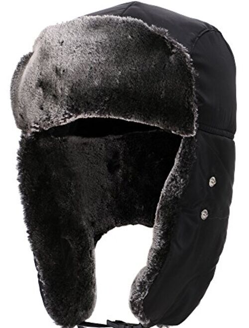 Simplicity Men Women's Winter Weatherproof Faux Fur Lined Trapper Hat with and Mask