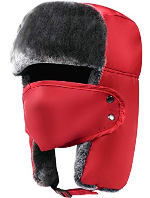 Trapper Hat Winter Hats for Men Trooper Hunting Ski Hat Women Ear Flap Windproof Mask