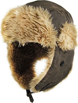 Canvas Solid Aviator Trapper hat Trooper Ear Flaps Ushanka Eskimo Bomber Russian Warm Winter Cold