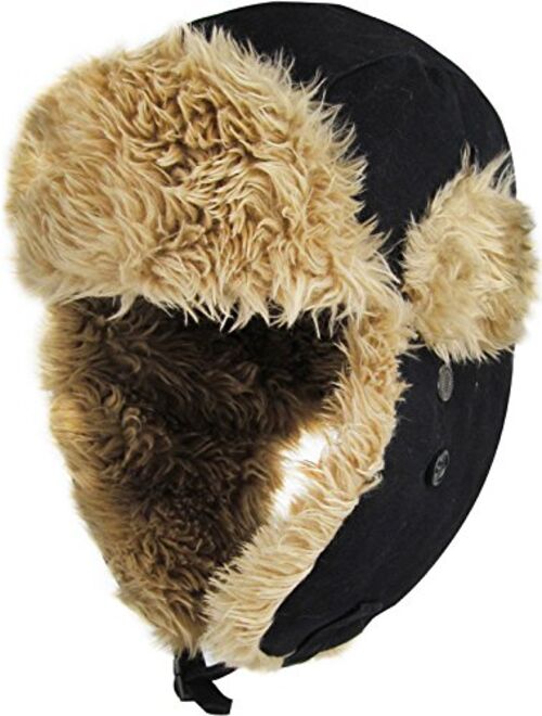 Canvas Solid Aviator Trapper hat Trooper Ear Flaps Ushanka Eskimo Bomber Russian Warm Winter Cold