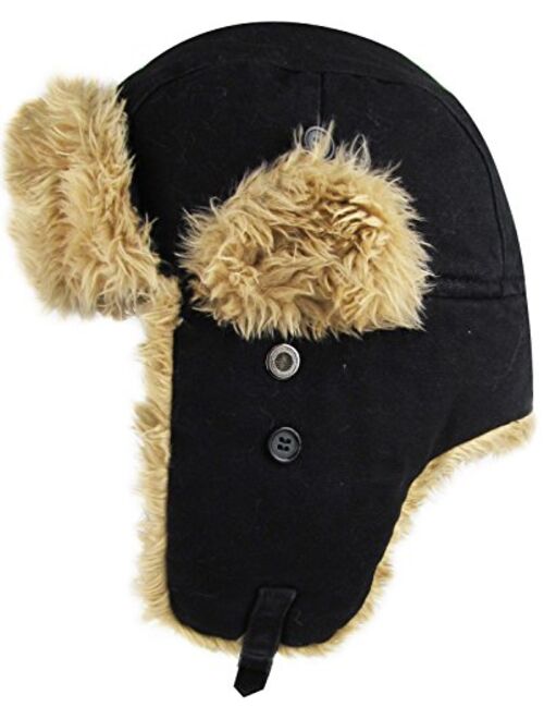 Canvas Solid Aviator Trapper hat Trooper Ear Flaps Ushanka Eskimo Bomber Russian Warm Winter Cold