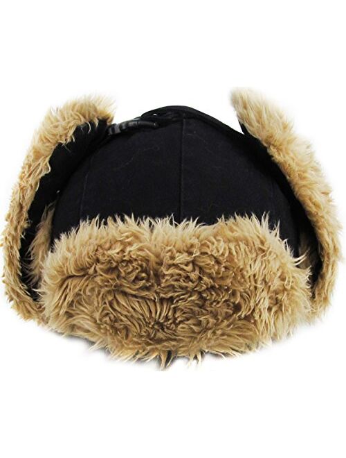 Canvas Solid Aviator Trapper hat Trooper Ear Flaps Ushanka Eskimo Bomber Russian Warm Winter Cold